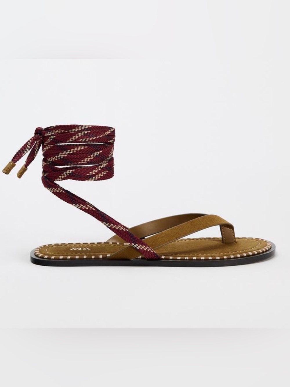 Zara Suede Rope Wrap Sandals